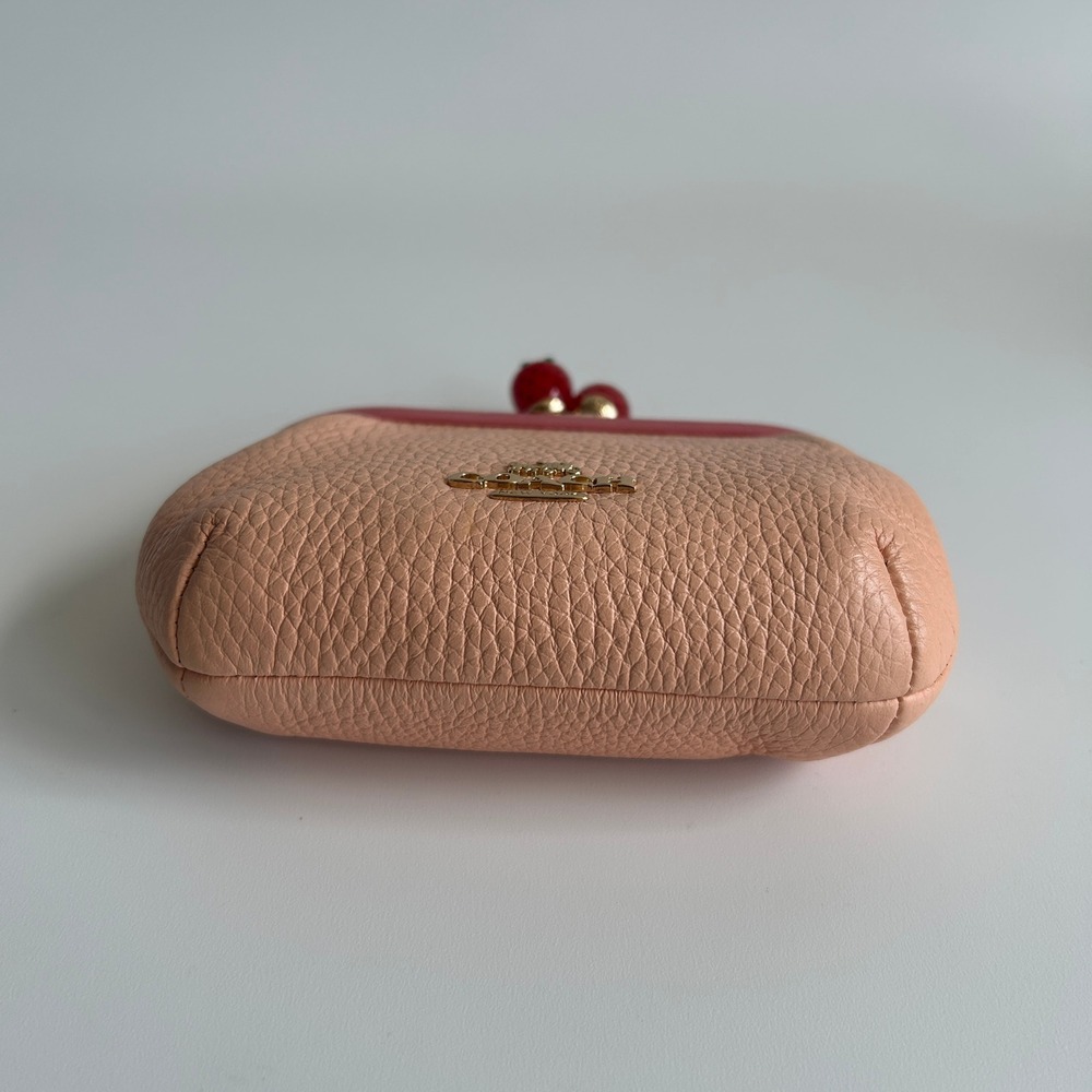 Coach Nora Kisslock Card Case Pink Pebbled Leather Coin Purse C8334 - Picture 4 of 9